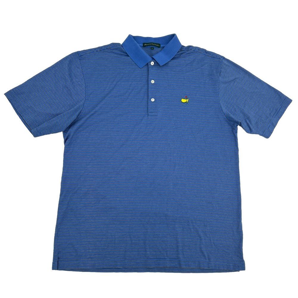 Augusta‎ National Shirt Men's L Blue Stripes Short Sleeve Polo Pima Golf Masters